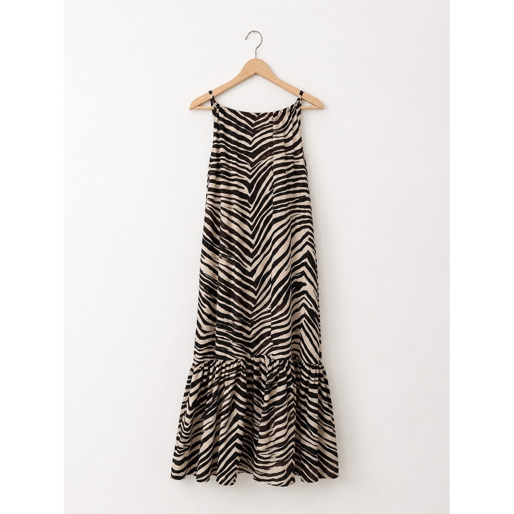 Banana Canna Zebra Print Silk Dress size S